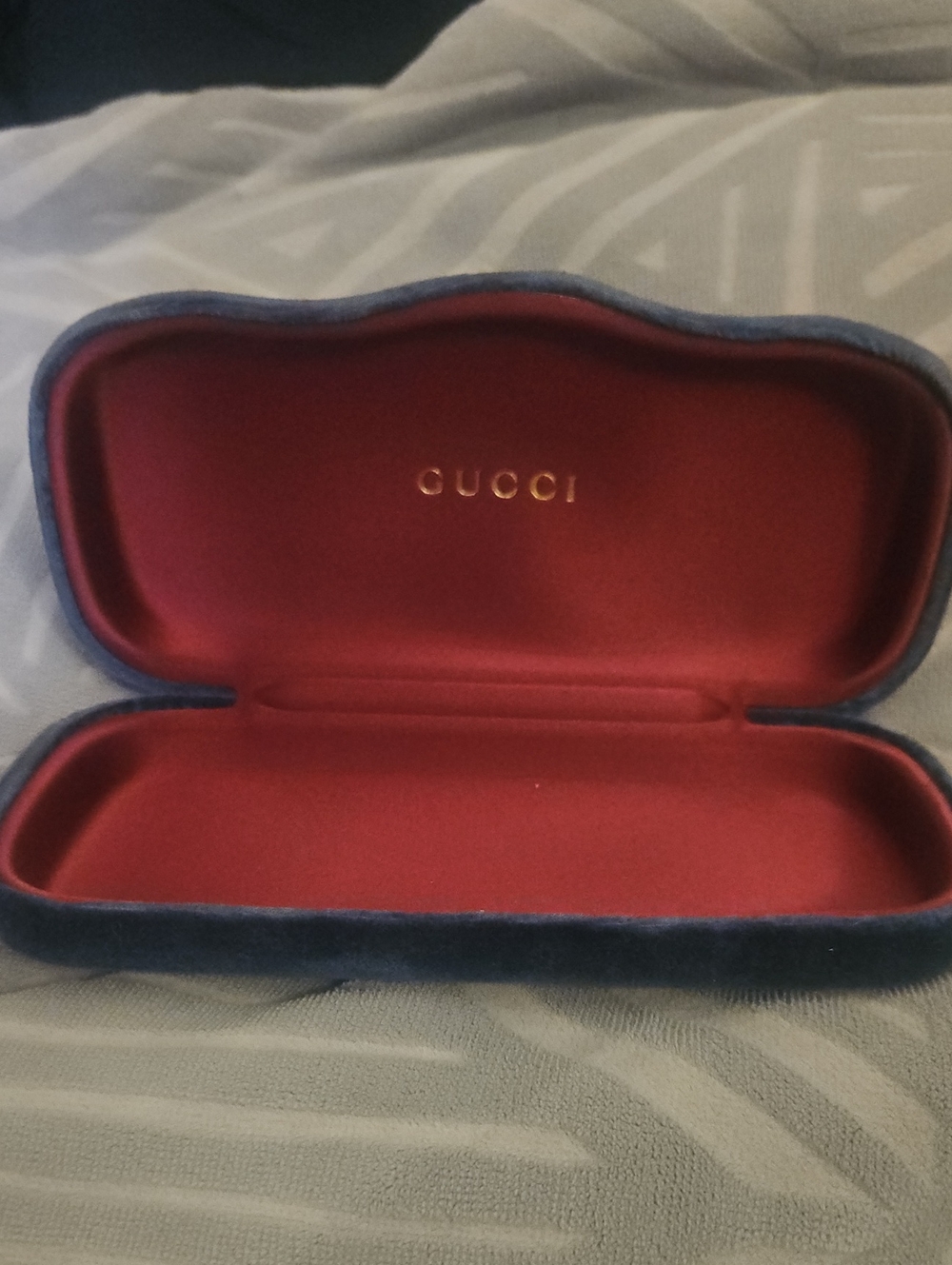 Gucci Velvet Eyewear Case in Burgundy and Blue